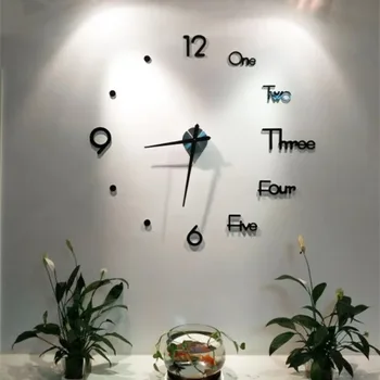 Большие Современные Классические Модные 3d Настенные Часы Уникальные Наклейки Для Часов В Гостиной, Не Тикающие Reloj Pared Предметы Украшения Дома