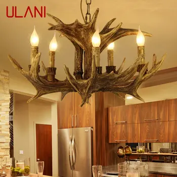 Современная люстра ULANI с оленьими рогами, креативный подвесной светильник из смолы в стиле ретро, светильники для дома, гостиной, столовой, бара, кафе