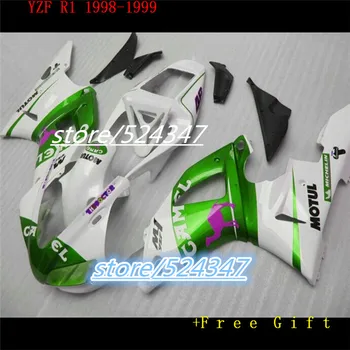 Привет-высококачественный комплект обтекателей для 1998 1999 YZF-R1 white green CAMEL YZF R1 98 99 комплект обтекателей для Yamaha