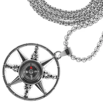 Ожерелье с компасом, мужские Пиратские ожерелья из нержавеющей стали, женская подвеска, Функциональный Хэллоуин