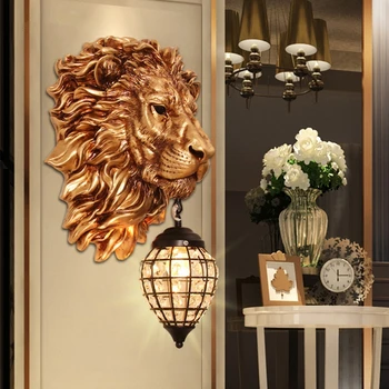 Современный роскошный настенный светильник со светодиодной подсветкой Lion, Современные золотые настенные светильники, Винтажные настенные бра для гостиной, спальни, дома