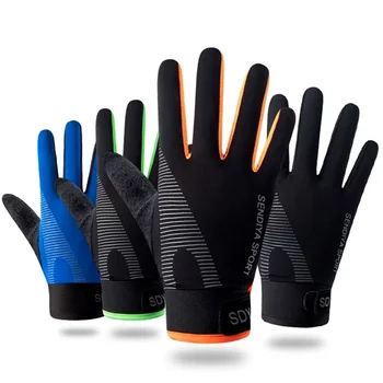 Летние Уличные перчатки для велоспорта из ледяного шелка, быстросохнущие, с сенсорным экраном, тонкие, дышащие, защищающие от солнца Перчатки для фитнеса