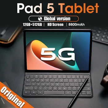 Pad 5 Tab Глобальная Версия планшета 12GB RAM 512GB ROM Планшеты PC 11-дюймовый Дисплей 2.5K Оригинальный Сетевой игровой планшет 5G Android 12