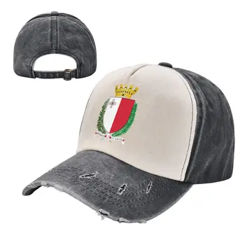 Эмблема Мальты, Цветная блокировка, Потертая бейсболка, Папины шляпы, Мужские Женские Винтажные Выстиранные Хлопковые шляпы Для дальнобойщиков, Регулируемый Подарок