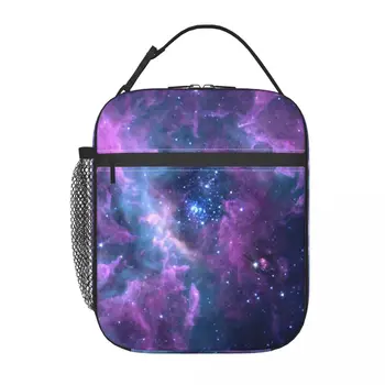 Сумка для ланча Purple Galaxy Студенческая школьная Оксфордская сумка для ланча для офиса, путешествий, кемпинга, термоохладитель, ланч-бокс