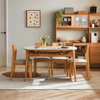 Дизайн кухни Обеденные столы Роскошные Современные Раздвижные Обеденные столы для гостиной Круглая мебель для дома Nordic Mesa Jantar SR50DT