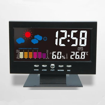 Метеостанция, Будильник, цветной ЖК-экран, цифровой USB, температура, влажность, Отображение времени, даты, Календарь, Цифровые часы