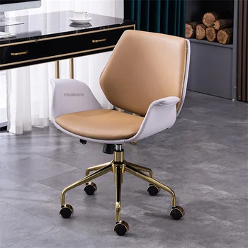 Кожаные офисные кресла, Офисная мебель, Роскошное офисное вращающееся кресло для отдыха, сидячий рабочий стол в спальне, стул B