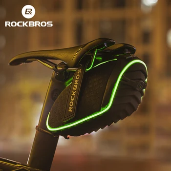 Велосипедная сумка ROCKBROS MTB Дорожные светящиеся седельные сумки Сиденье Велосипедная задняя сумка с дождевиком Водонепроницаемые аксессуары для велосипедов