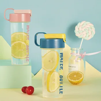 Пластиковые спортивные бутылки для воды из полипропилена, креативность в студенческом стиле, Летние стаканчики для напитков с лимонным соком, Чайные чашки с фильтром большой емкости