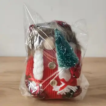 Рождественский гном Плюшевый Рождественский гном в остроконечной шляпе ручной вязки в клетку Рождественский гном Праздничная елка Плюшевое украшение