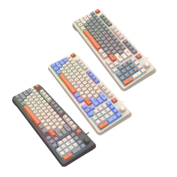 Механическая клавиатура K82 94Keys Трехцветные колпачки для клавиш с радужной светодиодной подсветкой и светящиеся клавиши для геймеров