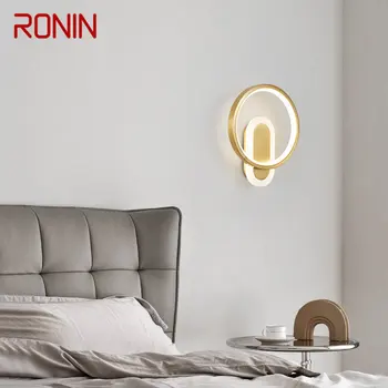 Современный светильник RONIN из золота и латуни, светодиодный, 3 цвета, просто роскошный креативный медный светильник-бра для декора спальни в проходе.