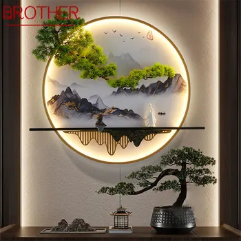 Современная настенная картина BROTHER с подсветкой внутри, креативная настенная роспись с китайским пейзажем, бра, Светодиодная лампа для дома, гостиной, спальни, кабинета