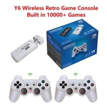 Беспроводная ретро Игровая консоль Y6, встроенная в 10000 + игр, Ретро Игровая консоль Emuelec4.3, Поддержка эмулятора PSP для телевидения