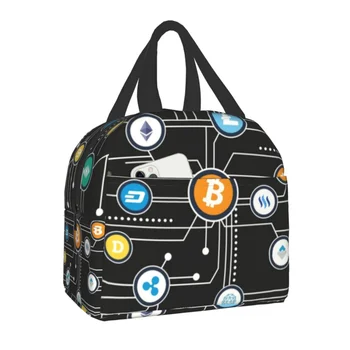 Изготовленный на заказ ланч-бокс с логотипом криптовалюты Bitcoin Altcoin Blockchain для женщин и мужчин, теплый ланч-бокс с кулером и изоляцией для учащихся школы