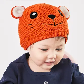 1 Год, 2 Года, 3 года, шапки для маленьких девочек и мальчиков, осенне-зимние оранжевые шапочки с мультяшным тигром, реквизит для фотосъемки новорожденных