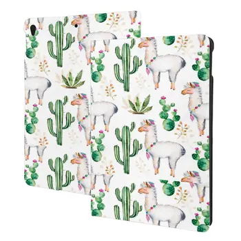Милый чехол Alpaca Llama Cactus для iPad 2022 10,5-10,2 Дюймов с держателем для Карандашей, Искусственная Кожа, Тонкий, Ударопрочный, Автоматический режим сна/Пробуждения