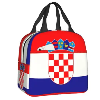 Флаг Хорватии, термоизолированная сумка для ланча, женский портативный контейнер для ланча для пикника на открытом воздухе, Многофункциональная коробка для еды