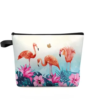 Цветок Фламинго, Бабочка, косметичка, сумка для путешествий, женские косметические сумки, органайзер для туалета, Детский пенал для хранения,