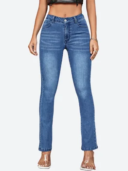 Женские узкие джинсы Benuynffy с высокой талией, весна-осень 2023, повседневные джинсовые брюки-стрейч Slim Fit, модные женские хлопчатобумажные штаны