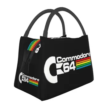 Commodore-fiambrera térmica con Logo C64 para mujer, fiambrera térmica reutilizable para el trabajo y la Oficina, estilo clásico