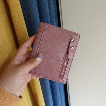 Маленький кошелек Senior sense, женский короткий новый модный складной кошелек с простой пряжкой, тонкая молния, сменный карман, дизайн sense of