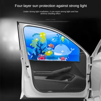 Магнитные Солнцезащитные шторы на боковых окнах автомобиля, Регулируемый Дизайн автомобиля, Солнцезащитный Козырек на Автостеклах, Жалюзи с животным Рисунком, Солнцезащитный козырек