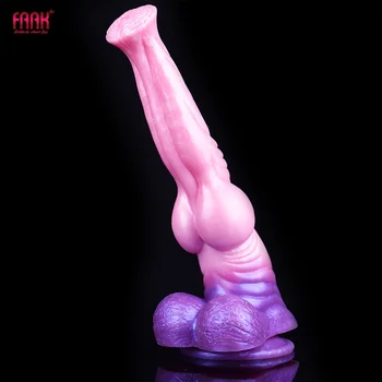Фаллоимитатор FAAK Big Knot Horse с присоской, жидкая силиконовая Длинная анальная пробка, реалистичный пенис животного, секс-игрушки для женщин, Игры для взрослых