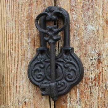 Винтажный замок с ключом в деревенском стиле, Чугунный дверной молоток, Декор для ворот, ручка для аксессуаров, крепежные винты в комплекте, ретро Стиль