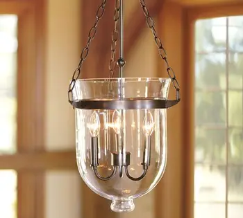 Подвесной светильник из прозрачного стекла в фойе в стиле кантри в американском стиле, черный/цвета ржавчины, светильник для украшения столовой в стиле ретро D250 мм/350 мм