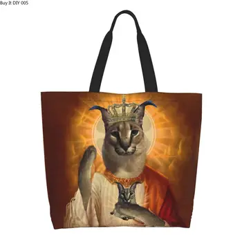 Сумки для покупок Jesus Saint Meme Big Floppa, женские модные холщовые сумки для покупок через плечо, сумки большой вместимости