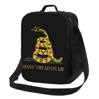 Либертарианский флаг Гадсденса Термоизолированные сумки для ланча Dont Tread On Me Портативная сумка для ланча для хранения Бенто Коробка для еды