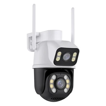 4K 8MP PTZ Wifi Камера с Двойным Объективом и Двойным Экраном Ai Human Detection 2.4G Беспроводная Камера Наружного Наблюдения CCTV iCSee App