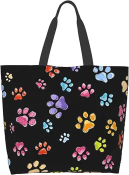 Сумка на плечо с собачьей лапой для женщин, многоразовая водонепроницаемая сумка-тоут, пляжная сумка, эко-сумка, хозяйственная сумка, сумка для хранения, складные сумки, сумочка