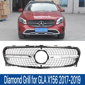 Решетка радиатора переднего бампера X156 с ромбовидной решеткой для Mercedes ' Benz GLA Class 200 250 260 Гриль 2017 2018 2019 Черный Серебристый