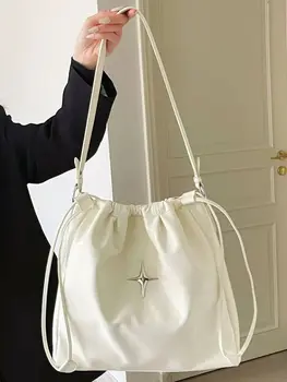 Корейская Звездная эстетичная женская сумка через плечо, модная сумка подмышками из искусственной кожи, повседневная школьная сумка большой вместимости, сумки-тоут