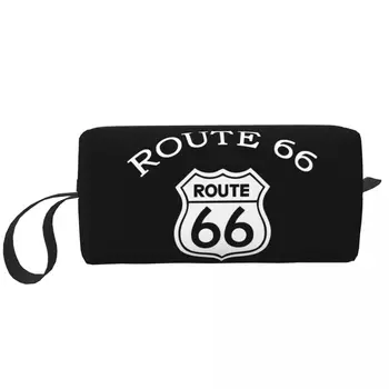 Custom Route 66 Дорожная Косметичка Для Женщин Americas Highway Туалетные Принадлежности Для Макияжа Lady Beauty Storage Dopp Kit