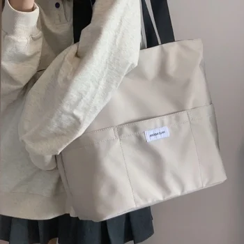Новая женская сумка, красивая однотонная студенческая повседневная сумка, сумка через плечо, Оксфордская многоразовая пляжная сумка для покупок