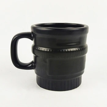 Керамическая кофейная кружка с матовой черной глазурью, форма объектива специальной креативной зеркальной камеры для любителей фотографии