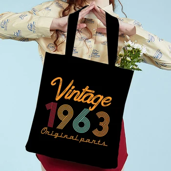Повседневные женские сумки для покупок, винтажная холщовая сумка для покупок в супермаркете 1963 года, сумка-тоут Harajuku Number, трендовые эко-женские сумки 60-х годов