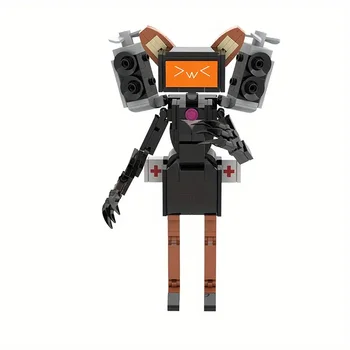 208шт Набор строительных блоков Rabbit Titan Female TV Man, Творческая игра, окружающая Игрушки из строительных блоков с мелкими частицами
