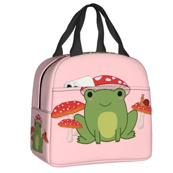 Мультяшная лягушка с грибами, сумка для ланча для женщин, которую можно использовать для горячих и холодных обедов, офиса, пикника и путешествий