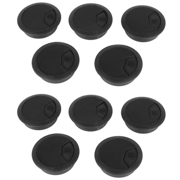 10 шт. черных круглых пластиковых чехлов для кабельных отверстий диаметром 70 мм для компьютерного стола