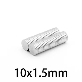 20 штук мини-круглых магнитов размером 10x1,5 мм N35 Неодимовый магнитный круговой редкоземельный магнит постоянного круга Мощный 10 *1,5 мм