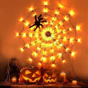Украшение на Хэллоуин Светящаяся паутина, рыболовная сеть, гирлянды для вечеринки, реквизит для фестиваля призраков, светящиеся украшения на Хэллоуин