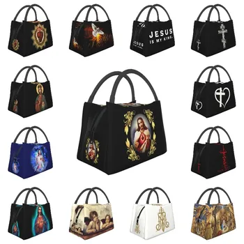 Католическое Святое Сердце Иисуса, Sagrado Corazon, Изолированные сумки для ланча для кемпинга, термоохладитель для путешествий, коробка для бенто для женщин