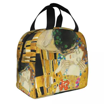 Klimt Kiss Изолированная Сумка для Ланча для Женщин Портативный Термоохладитель Gustav Klimt Freyas Art Lunch Box Рабочие Школьные Сумки Для еды