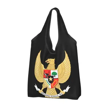 Изготовленная на заказ Национальная эмблема Индонезии, сумка для покупок, женские портативные сумки для покупок большой емкости, сумки для покупок с флагом Индонезии
