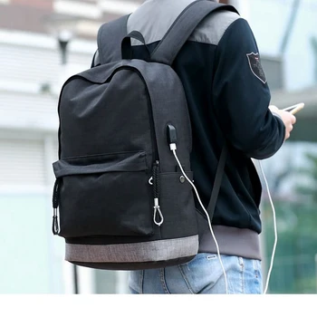 холщовый рюкзак, мужской повседневный рюкзак, школьные сумки USB для подростков, школьный рюкзак для мальчиков, подростковый черный мужской рюкзак большой емкости